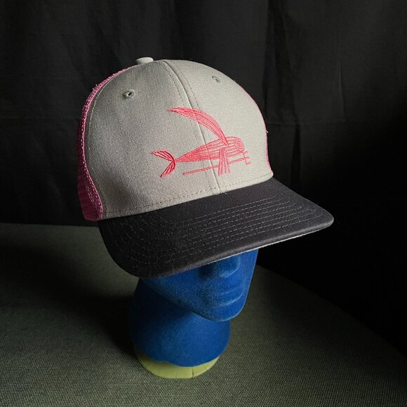 Patagonia Women's Fly Fish Trucker Hat Pink Mesh Snap Back Adjustable Fit - Picture 1 of 6